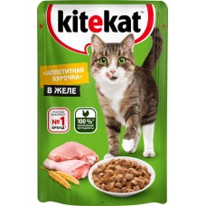 Корм консервированный для кошек KITEKAT c сочными кусочками курицы в желе, 85г в магазинах Лента