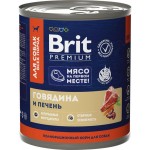 Корм консервированный для собак BRIT Говядина и печень, 850г