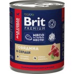 Корм консервированный для собак BRIT Говядина и сердце, 850г