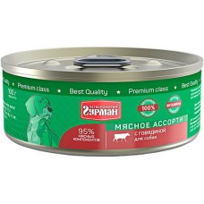 Корм консервированный для собак ЧЕТВЕРОНОГИЙ ГУРМАН Мясное ассорти с говядиной, 100г в магазинах Лента