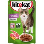 Корм консервированный для взрослых кошек KITEKAT Лакомый ягненок с ягненком в соусе, 85г