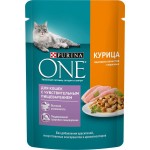 Корм влажный для взрослых кошек PURINA ONE Sensitive с курицей и морковью в соусе, 75г