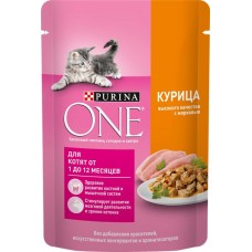 Корм влажный для котят PURINA ONE Kitten с курицей и морковью в соусе, 75г в магазинах Лента