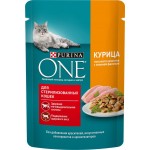 Корм влажный для взрослых кошек PURINA ONE Sterilised с курицей и зеленой фасолью в соусе, 75г