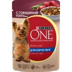 Корм влажный для взрослых собак PURINA ONE Mini Говядина, картофель и горох в подливе, 85г Корм влажный для взрослых собак PURINA ONE Mini Говядина, картофель и горох в подливе, 85г