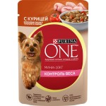 Корм влажный для взрослых собак PURINA ONE Mini Контроль веса Курица, рис и томаты в подливе, 85г Корм влажный для взрослых собак PURINA ONE Mini Контроль веса Курица, рис и томаты в подливе, 85г