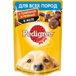 Корм консервированный для взрослых собак PEDIGREE желе с телятиной и печенью, для всех пород, 85г
