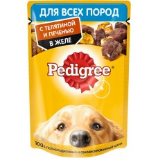 Корм консервированный для взрослых собак PEDIGREE желе с телятиной и печенью, для всех пород, 85г в магазинах Лента