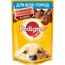 Корм консервированный для взрослых собак PEDIGREE с говядиной и ягненком в соусе, 85г в магазинах Лента