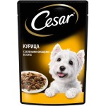 Корм консервированный для взрослых собак CESAR с курицей и зелеными овощами, для всех пород, 85г