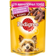 Корм консервированный для взрослых собак PEDIGREE с ягненком и овощами в соусе, для миниатюрных пород, 85г в магазинах Лента