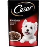 Корм консервированный для взрослых собак CESAR с говядиной и овощами, для всех пород, 85г
