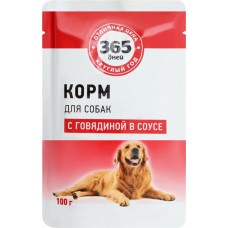 Корм консервированный для взрослых собак 365 ДНЕЙ с говядиной в соусе, 100г в магазинах Лента