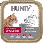Корм консервированный для взрослых кошек HUNTY с говядиной, кусочки в желе, 100г