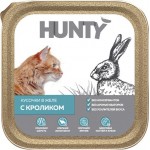 Корм консервированный для взрослых кошек HUNTY с кроликом, кусочки в желе, 100г