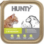 Корм консервированный для взрослых кошек HUNTY с ягненком, кусочки в желе, 100г