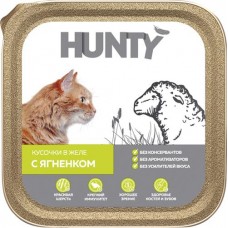 Корм консервированный для взрослых кошек HUNTY с ягненком, кусочки в желе, 100г в магазинах Лента