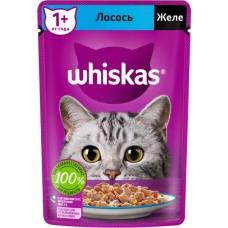 Корм консервированный для взрослых кошек WHISKAS желе с лососем, 75г в магазинах Лента