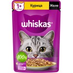 Корм консервированный для взрослых кошек WHISKAS желе с курицей, 75г