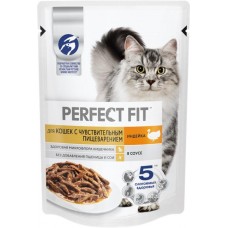 Корм консервированный для взрослых кошек PERFECT FIT Sensitive с индейкой в соусе, для чувствительного пищеварения, 75г в магазинах Лента