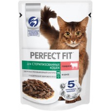 Корм консервированный для взрослых кошек PERFECT FIT Sterile с говядиной в соусе, для стерилизованных, 75г в магазинах Лента