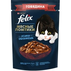 Корм влажный для взрослых кошек FELIX Мясные ломтики с говядиной в соусе, 75г в магазинах Лента Корм влажный для взрослых кошек FELIX Мясные ломтики с говядиной в соусе, 75г в магазинах Лента