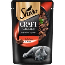 Корм консервированный для взрослых кошек SHEBA Craft Рубленые кусочки Говядина в желе, 75г в магазинах Лента