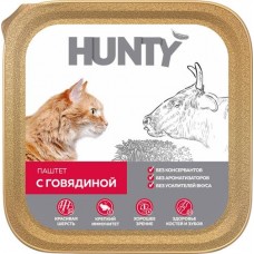 Корм консервированный для взрослых кошек HUNTY паштет с говядиной, 100г в магазинах Лента