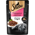 Корм консервированный для взрослых кошек SHEBA ломтики в соусе с говядиной и кроликом, 75г