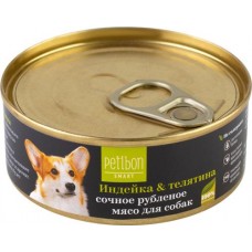 Корм консервированный для взрослых собак PETIBON Smart рубленое мясо с индейкой и телятиной, 100г в магазинах Лента