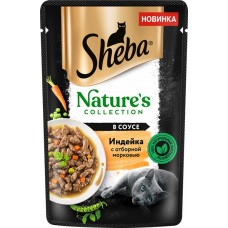 Корм консервированный для взрослых кошек SHEBA Nature's Collection с индейкой и морковью, 75г в магазинах Лента