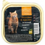Корм консервированный для взрослых кошек PETIBON Паштет с индейкой и кроликом, 100г