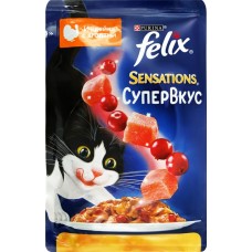 Корм консервированный для взрослых кошек FELIX Sensations Супервкус с индейкой и ягодами, 75г в магазинах Лента