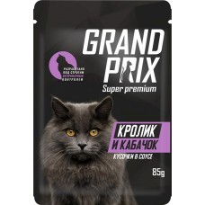 Корм консервированный для взрослых кошек GRAND PRIX Кролик и кабачок кусочки в соусе, 85г в магазинах Лента