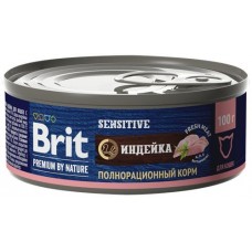 Корм консервированный для взрослых кошек BRIT Premium by Nature с мясом индейки, при чувствительном пищеварении, 100г в магазинах Лента