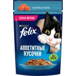 Корм влажный для взрослых кошек FELIX Аппетитные кусочки Форель в желе, 75г