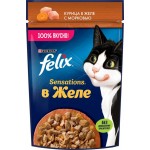Корм влажный для взрослых кошек FELIX Sensations Курица в желе с морковью, 75г
