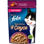 Корм влажный для взрослых кошек FELIX Sensations Утка в соусе с морковью, 75г