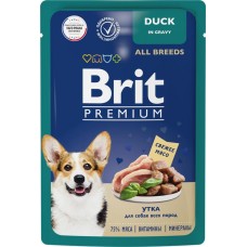 Корм консервированный для взрослых собак BRIT Premium Утка в соусе, 85г в магазинах Лента