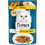 Корм влажный для взрослых кошек ГУРМЭ Желе Де-Люкс с курицей, 75г