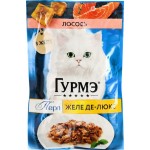 Корм влажный для взрослых кошек ГУРМЭ Желе Де-Люкс с лососем, 75г
