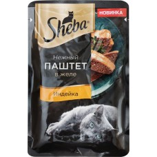 Корм консервированный для кошек SHEBA Нежный паштет в желе Индейка, 75г в магазинах Лента