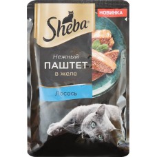 Корм консервированный для кошек SHEBA Нежный паштет в желе Лосось, 75г в магазинах Лента