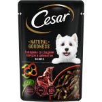Корм влажный для взрослых собак CESAR Natural Goodness Говядина со сладким перцем и шпинатом в соусе, 80г Корм влажный для взрослых собак CESAR Natural Goodness Говядина со сладким перцем и шпинатом в соусе, 80г