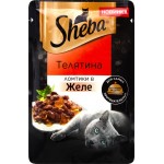 Корм влажный для взрослых кошек SHEBA Ломтики в желе с телятиной, 75г