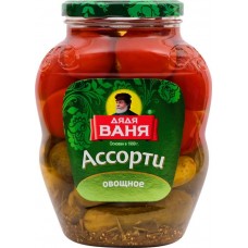 Ассорти маринованное ДЯДЯ ВАНЯ огурцы и томаты, 1800г в магазинах Лента