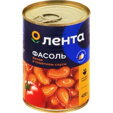 Фасоль белая ЛЕНТА в томатном соусе, 400г в магазинах Лента