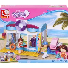 Конструктор SLUBAN Магазин на пляже, 180 деталей Арт. M38-B0603 в магазинах Лента