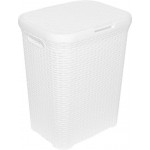 Корзина для белья VIOLET Ротанг 60л, с крышкой, белая Арт. V186006