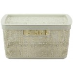 Коробка IDEA Бязь 28х28х14см, с крышкой, белый ротанг, 8л